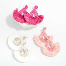 Seed Bead Raffia Fan Earrings