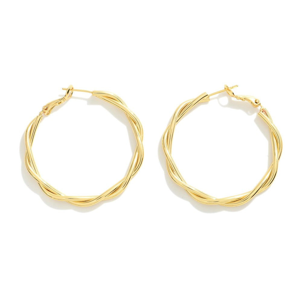 14K Gold Dipped Twisted Hoop Earrings