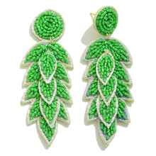 Seed Bead Leaf Earrings