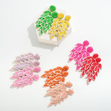 Seed Bead Leaf Earrings