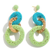 Seed Bead Raffia Circle Earrings