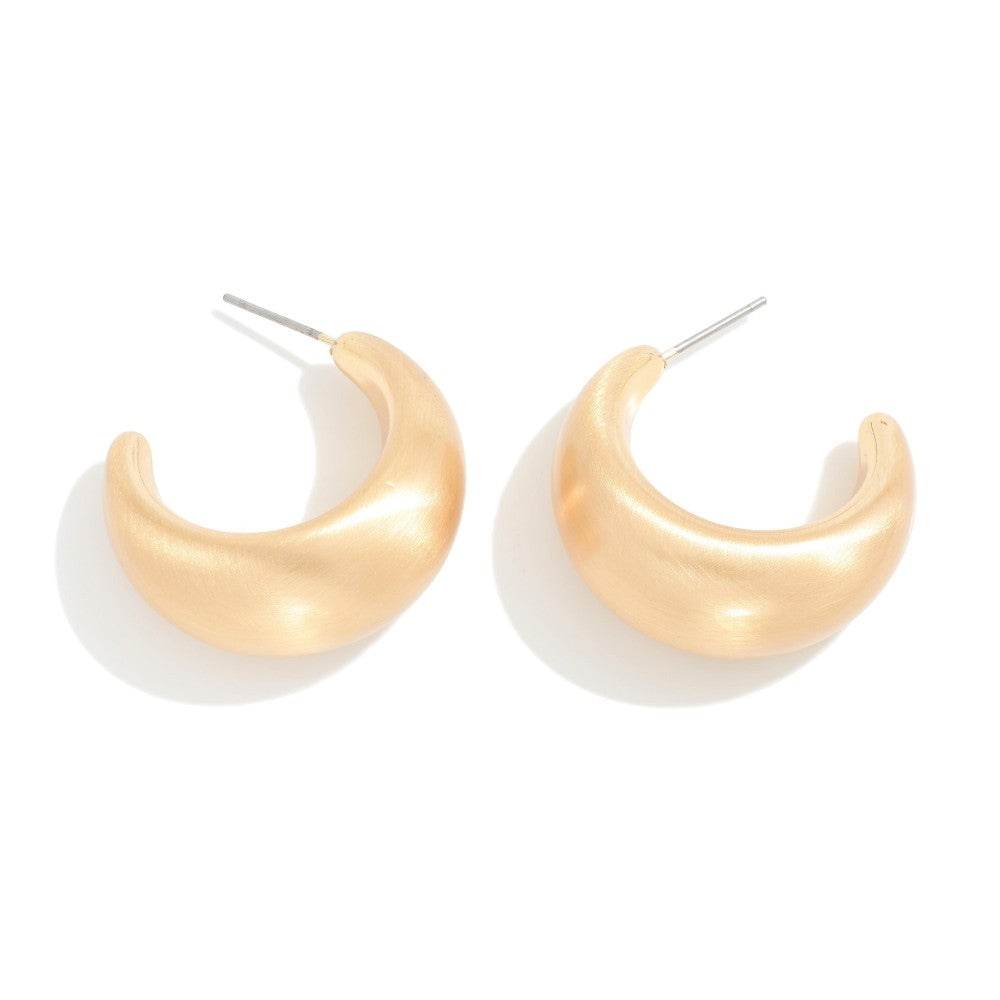Matte Gold Tapered Hoop Earrings