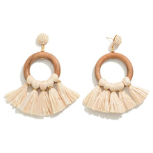 Raffia wrapped wood Tassel Earrings