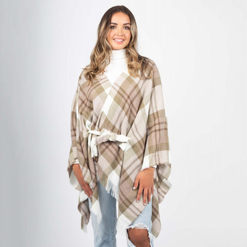 Plaid Knit Kimono Wrap