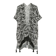 Black Paisley print Tassel Kimono