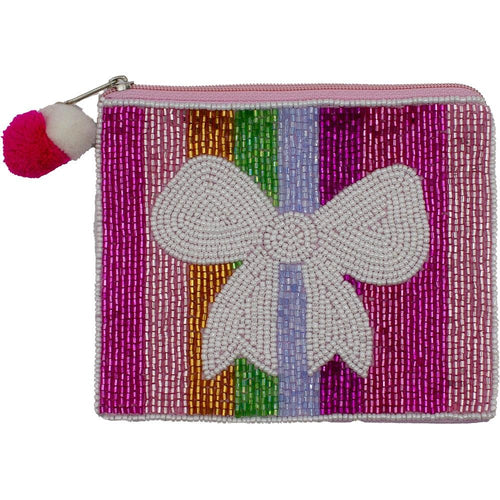 Multi Color Stripe Bow Canvas Bag