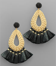 Rattan Teardrop & Tassel Earrings