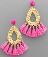 Rattan Teardrop & Tassel Earrings