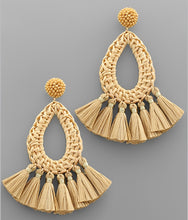 Rattan Teardrop & Tassel Earrings