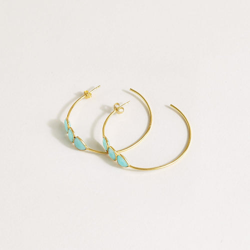 18K Gold plated Amazonite three stone Earrings