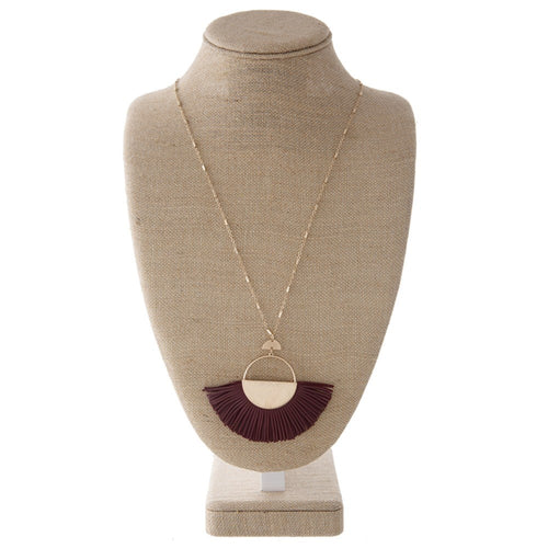 Leather fanned tassel Necklace