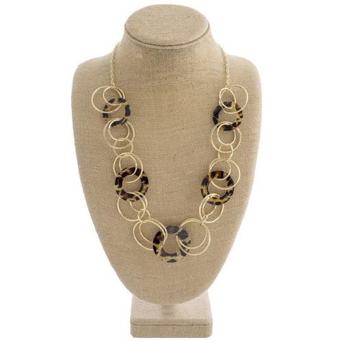 Leopard metal circle Necklace