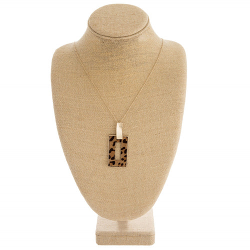 Faux Fur Square Leopard Necklace