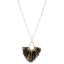 Metallic Stripe Fringe Tassel Necklace