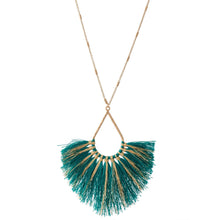 Metallic Stripe Fringe Tassel Necklace