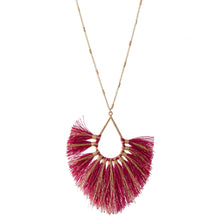 Metallic Stripe Fringe Tassel Necklace