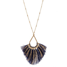 Metallic Stripe Fringe Tassel Necklace