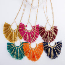 Metallic Stripe Fringe Tassel Necklace