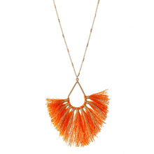 Metallic Stripe Fringe Tassel Necklace