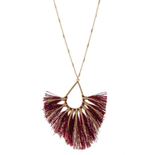 Metallic Stripe Fringe Tassel Necklace