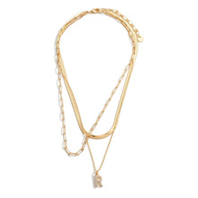 Gold initial layered chain Necklace