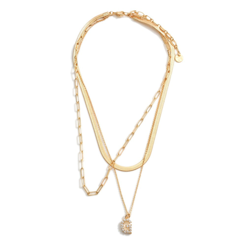 Gold initial layered chain Necklace – RM Boutique