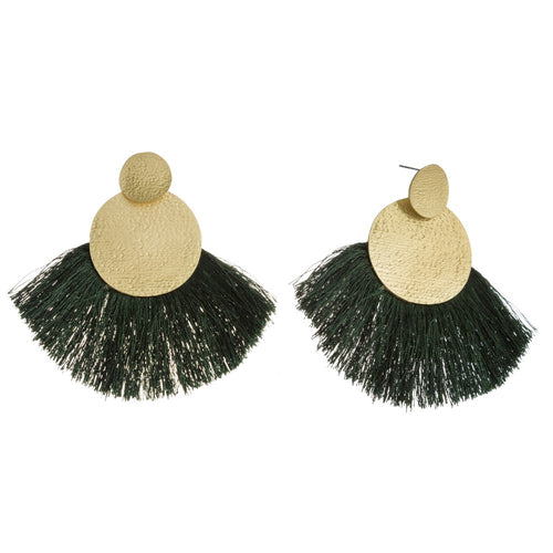 Green Tassel fanned Earrings
