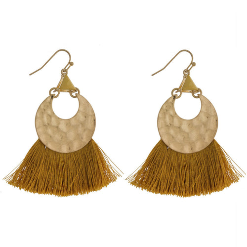Mustard tassel Fan Earrings