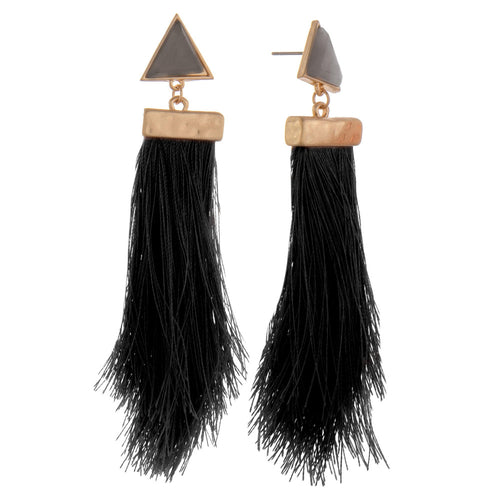Long Tassel Triangle Earrings