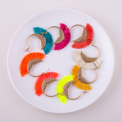 Open Hoop Tassel Earrings