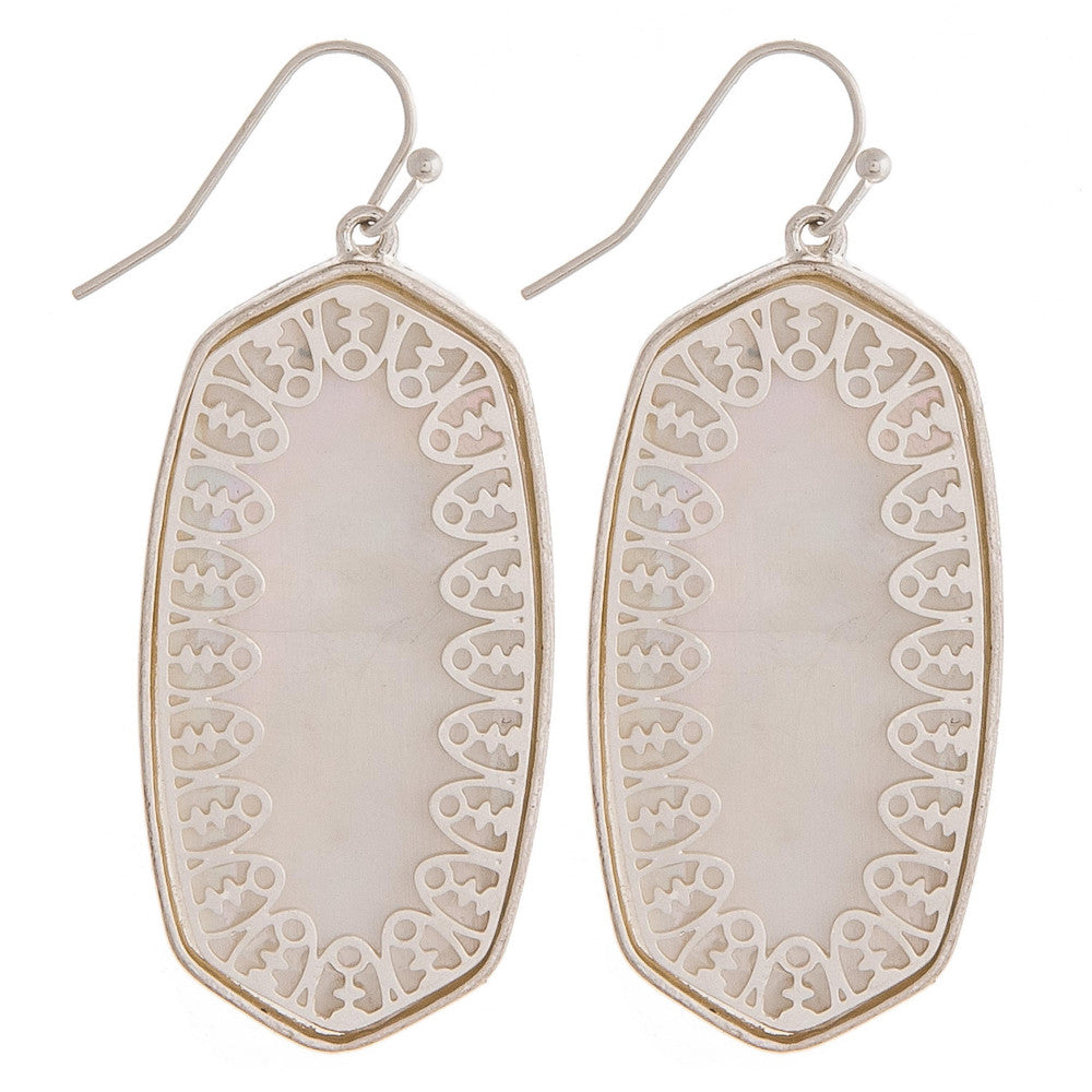 Mother of Pearl Silver Oval Earrings