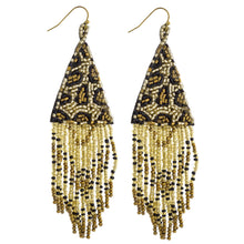 Leopard Print seed bead triangle Earrings