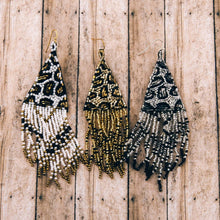 Leopard Print seed bead triangle Earrings