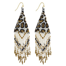 Leopard Print seed bead triangle Earrings