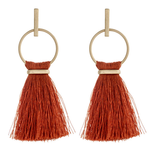 Rust Fringe Tassel Earrings