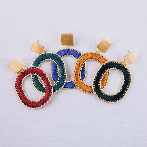 Thread wrapped O Earrings