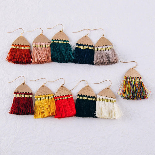 Hammered Fringe Tassel Earrings