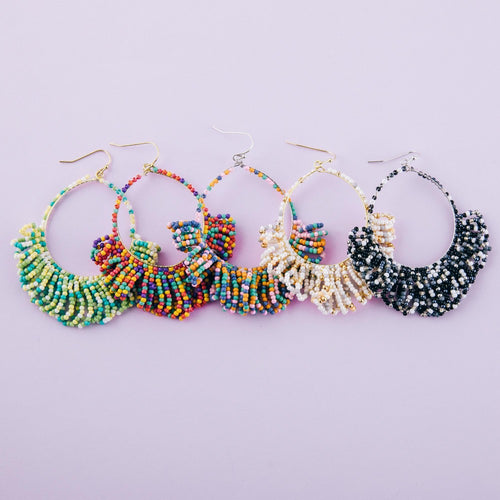 Seed Beaded loop Tassel Earrings
