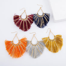 Metallic Stripe Fringe Tassel Earrings