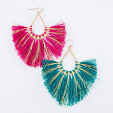 Metallic Stripe Fringe Tassel Earrings