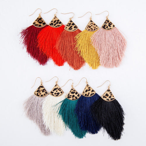 Leopard Print Tassel Earrings
