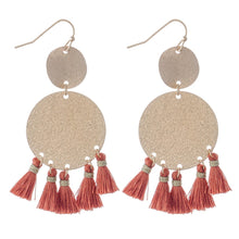 Metallic Shimmer Disc Tassel Earrings