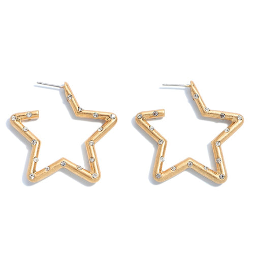 Rhinestone Star Hoop Earrings