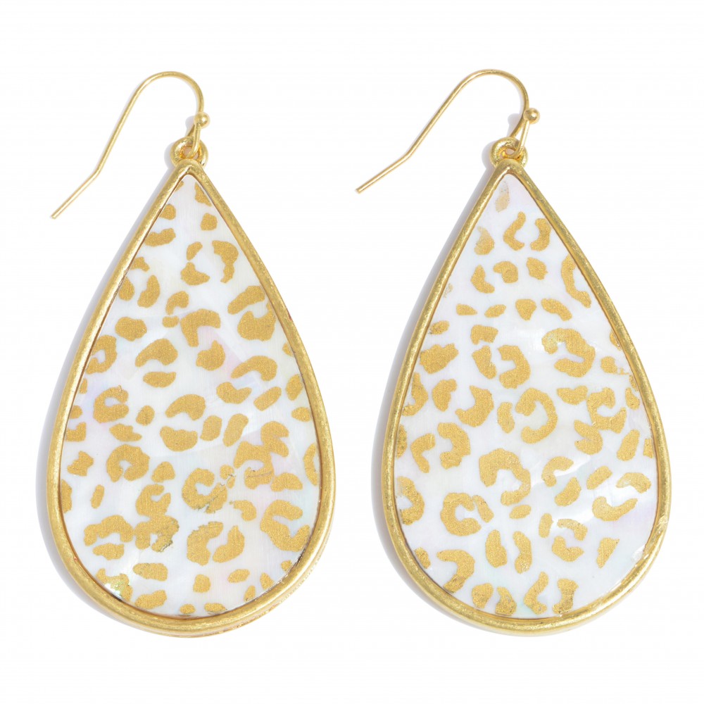 Mother of Pearl Leopard Earrings