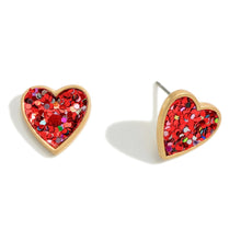 Glitter Heart Stud Earrings