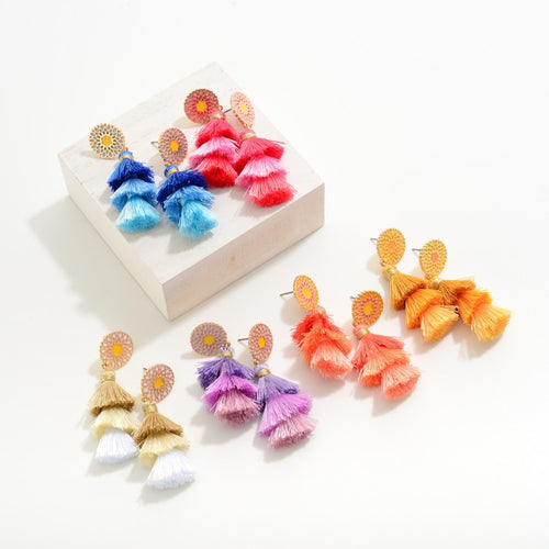 Flower stud Tassel Earrings