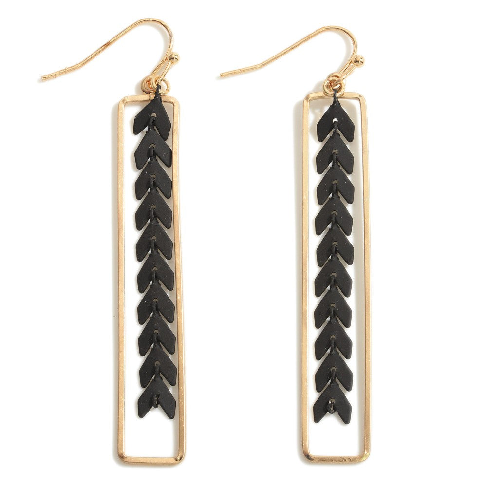 Black Gold Bar Drop Earrings