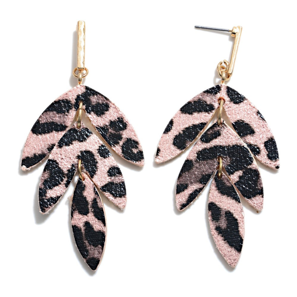 Animal print leaf drop Earrings