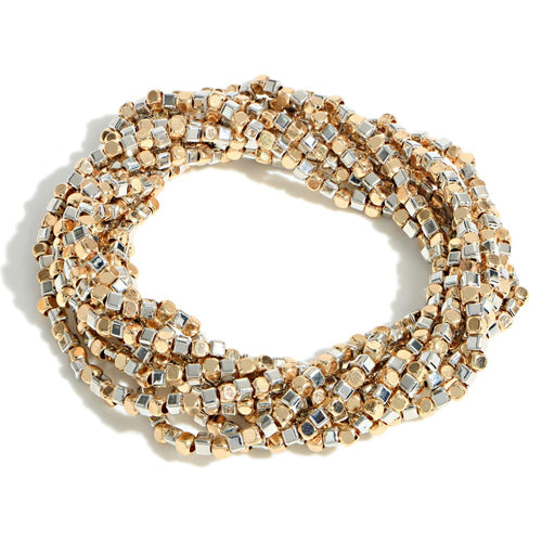Gold & Silver Beaded Bracelet Set