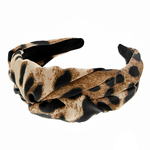 Wide Leopard Print Knotted Headband